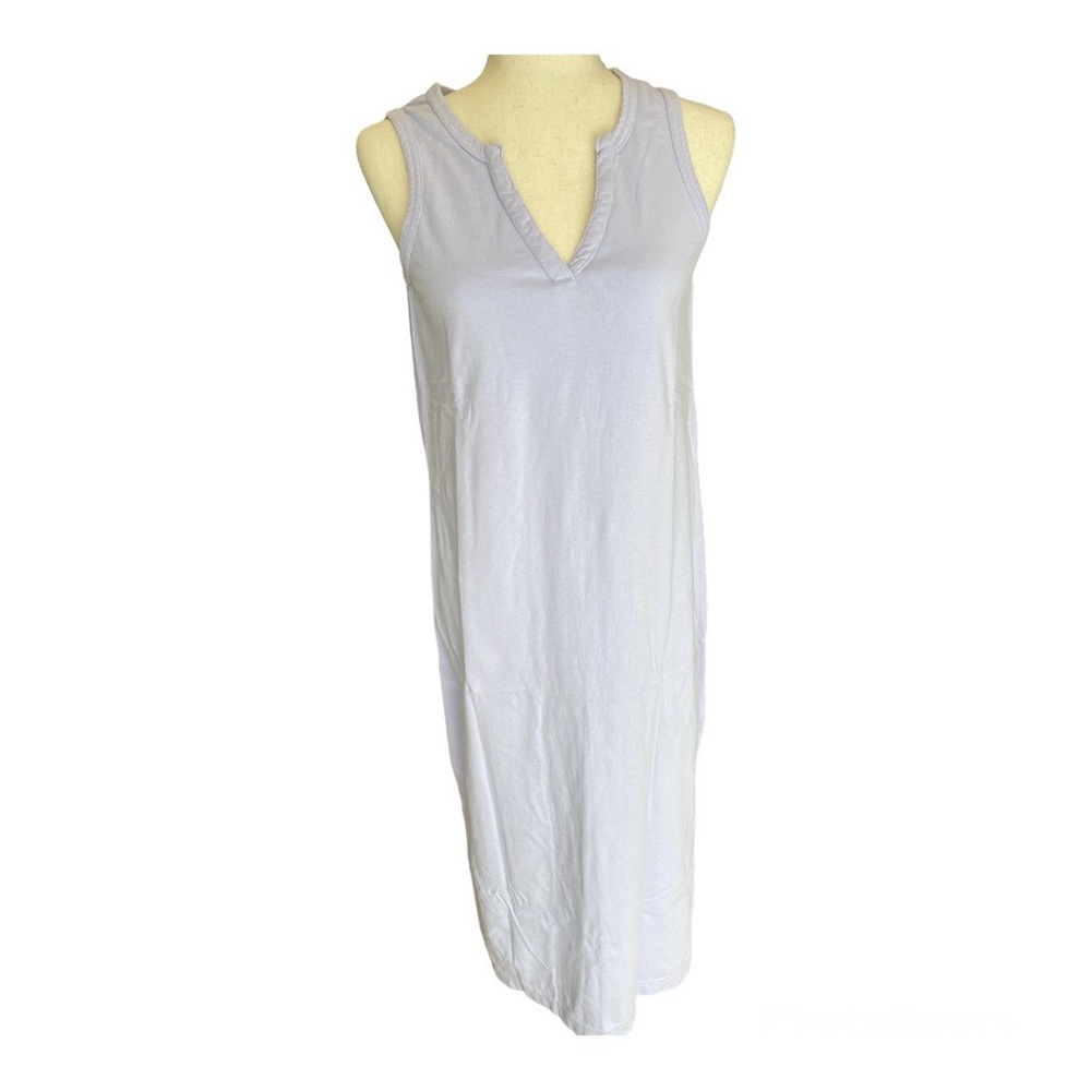 NWOT Pact Organic Cotton Frame Notch Neck Dress in Wisteria Vintage, periwinkle